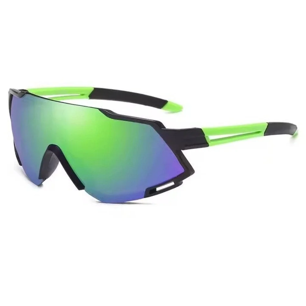 Sport Men Sunglasses Cycling Running Glasses Green Reflective Mirrored Lens Fish